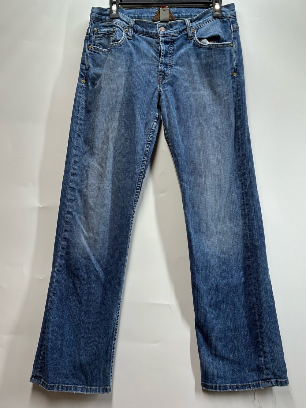 Vintage Y2K Lucky Brand Gene Montesano 10 30 Wide Leg Blue Jeans Denim Button Up